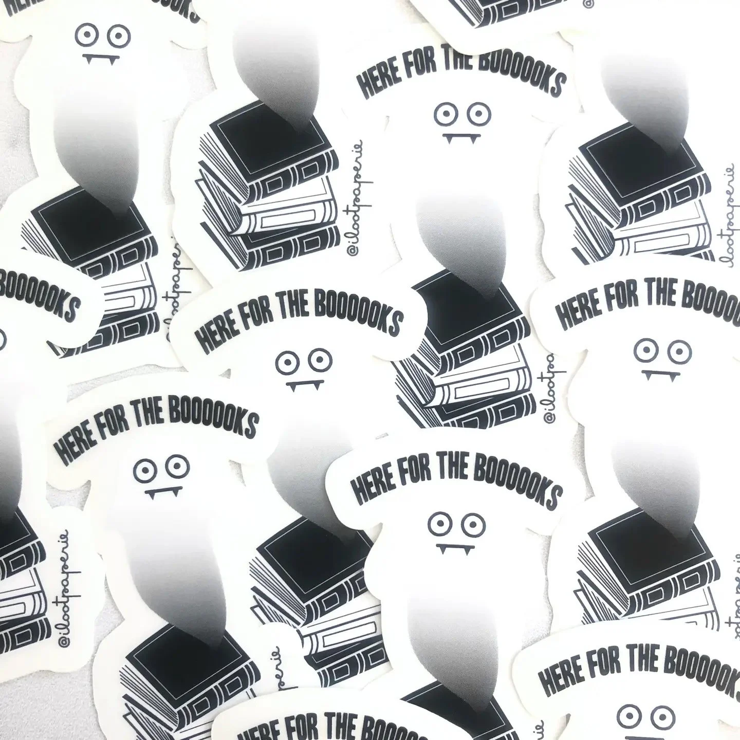 iLootPaperie Here for the Booooks Ghost Sticker