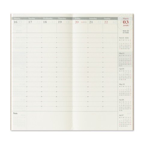 Traveler's Company 2026 Weekly Vertical Interior