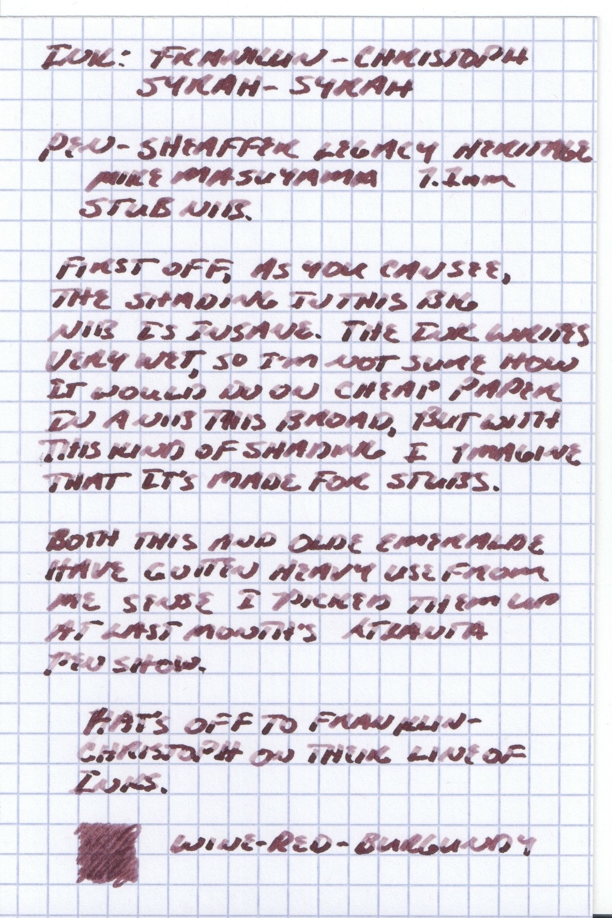 Franklin-Christoph Syrah-Syrah Handwritten Review