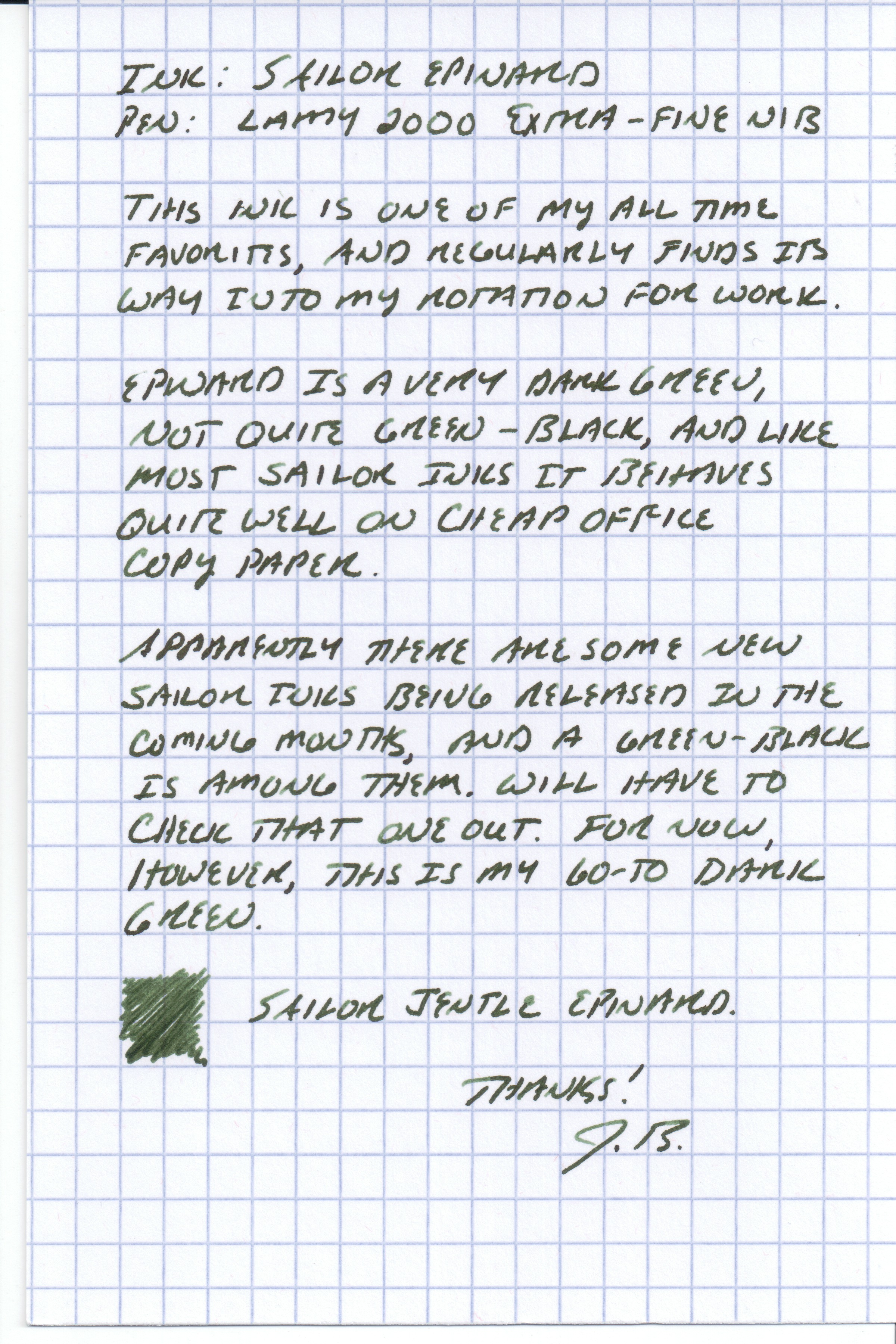 Sailor Epinard Handwritten Review