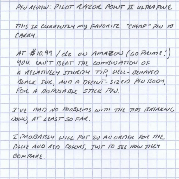 Pen Review: Pilot Razor Point II (Ultra Fine Tip) — The Gentleman Stationer