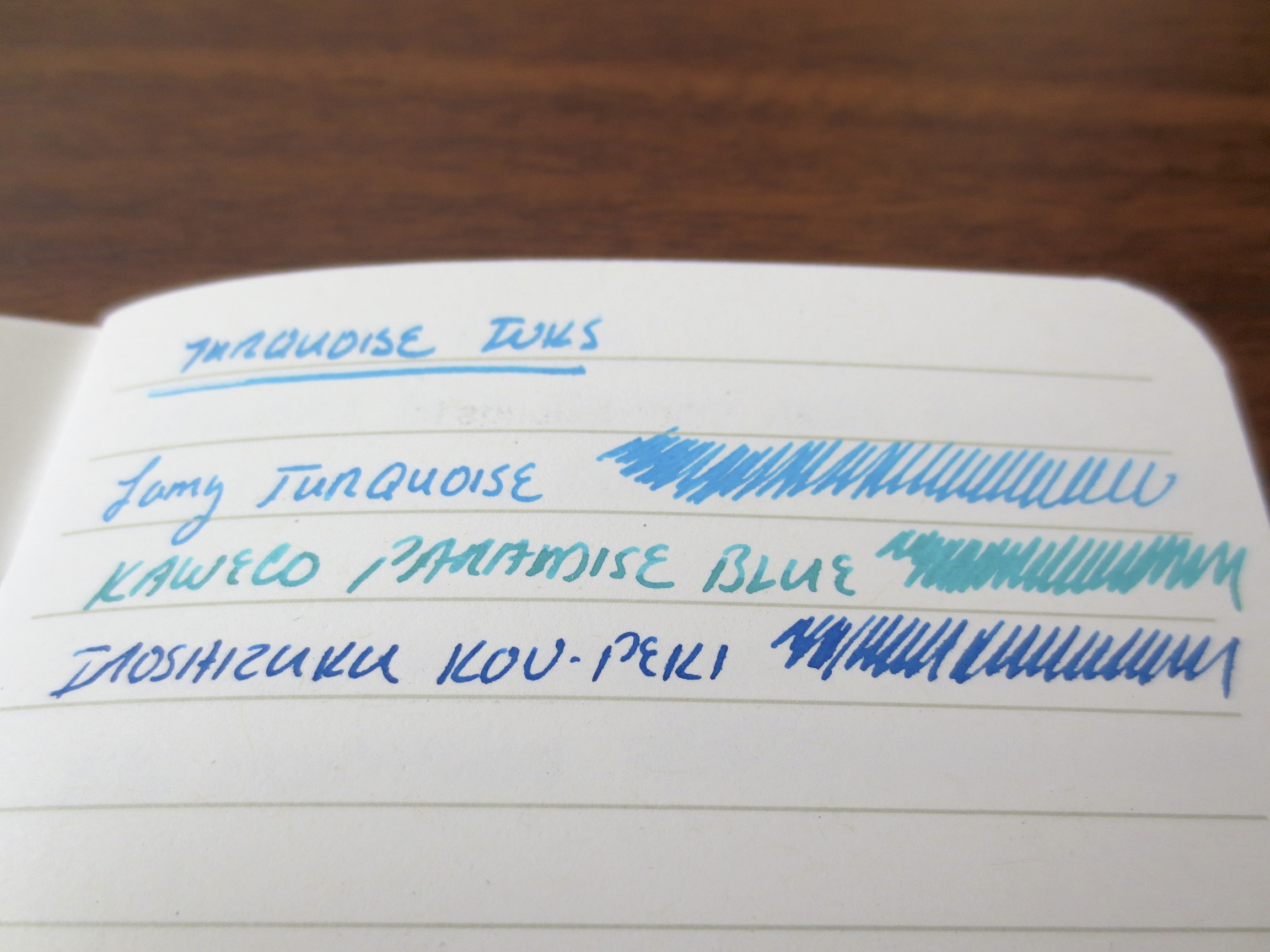 Compared to Lamy Turquoise and Kon-Peki