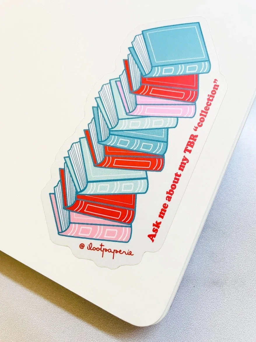 Ask Me About My TBR "Collection" Sticker Red/Blue/Pink
