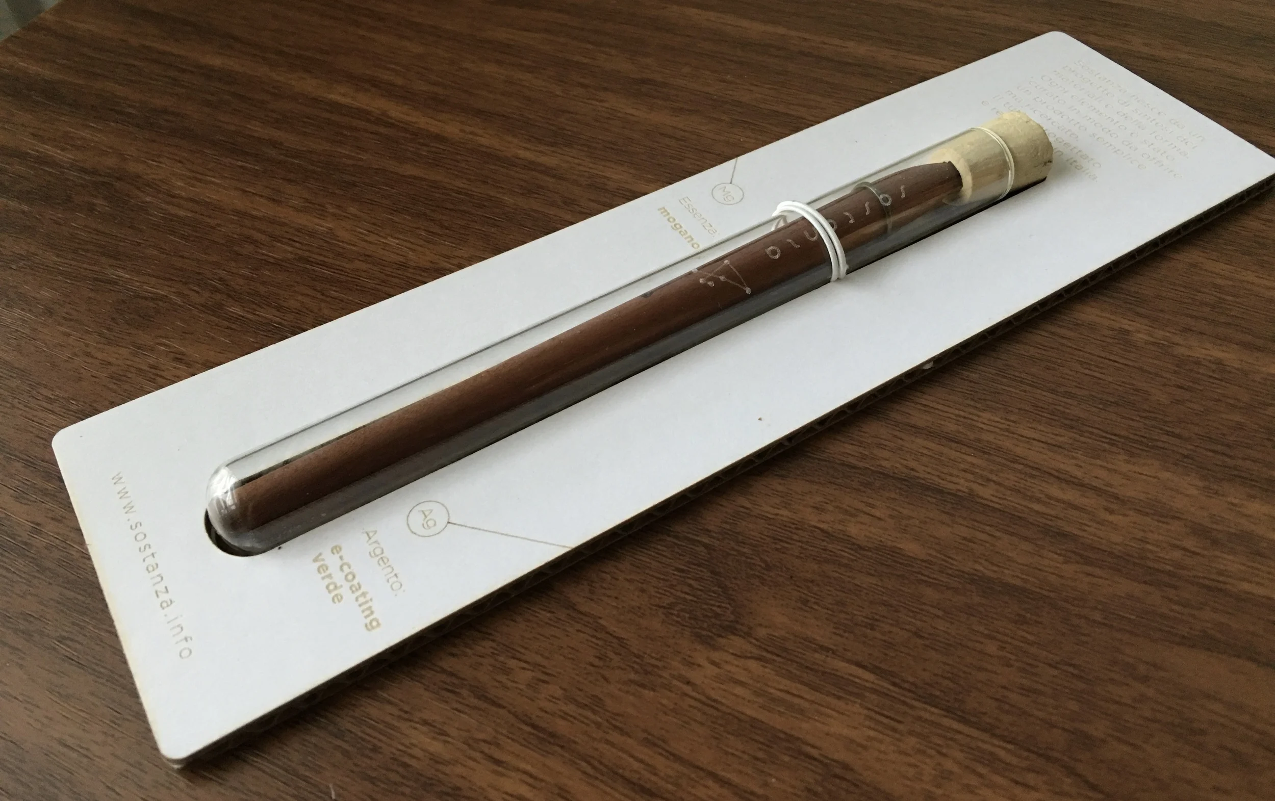 The Sostanza in its deluxe "test tube" packaging. Shipping from Italy was very fast. The Sostanza made it to me in about a week.