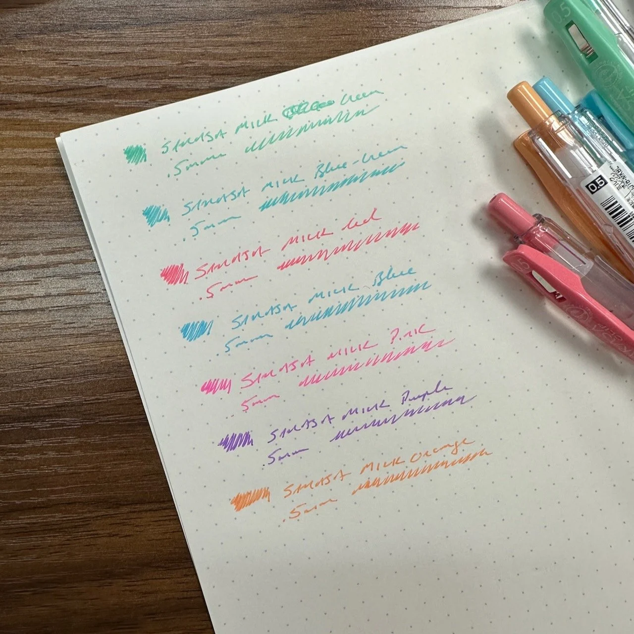 Zebra Sarasa Milk White Paper Color Samples