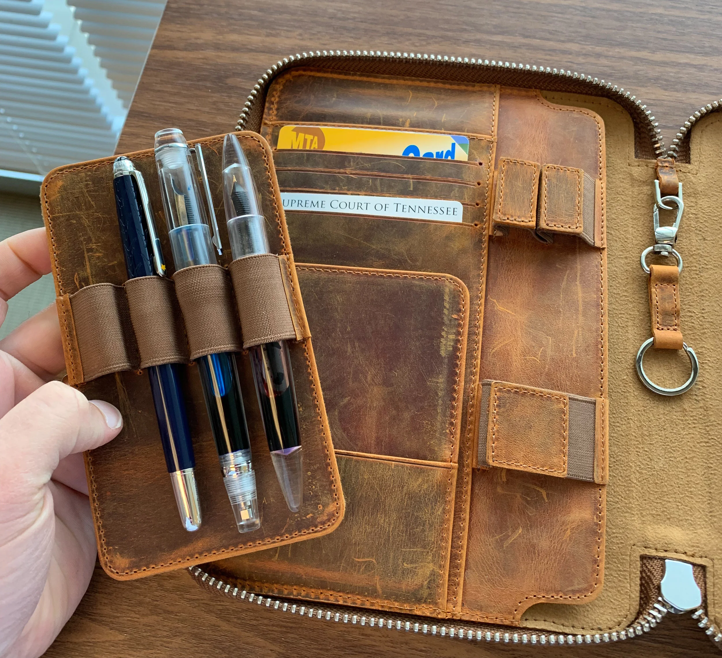 Galen Leather Co. Flap Pen Case for 2 Pens - Brown