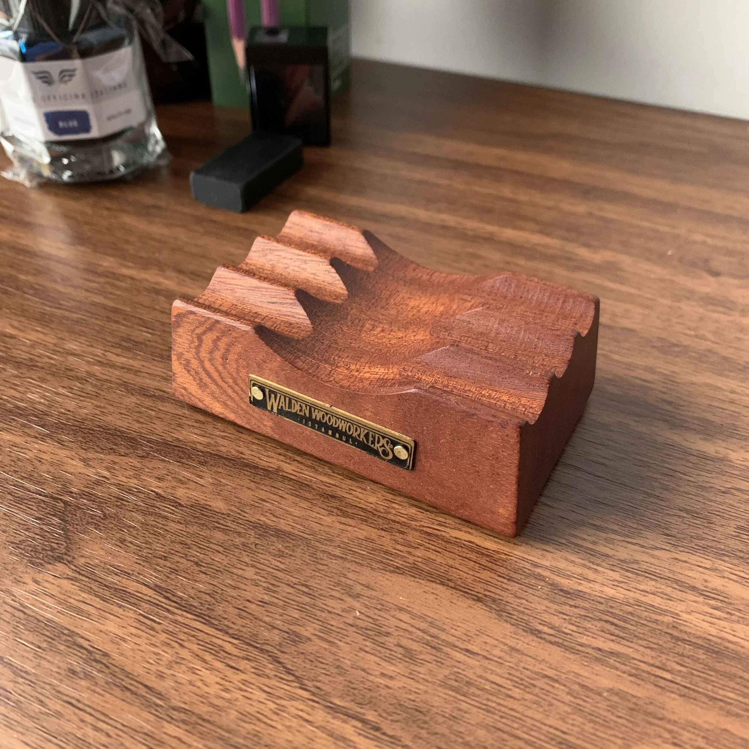 筆記具 Walden Woodworkers The Pen Block Handmade Walnut Wood Desk Organizer - Pen Holder - Galen Leather