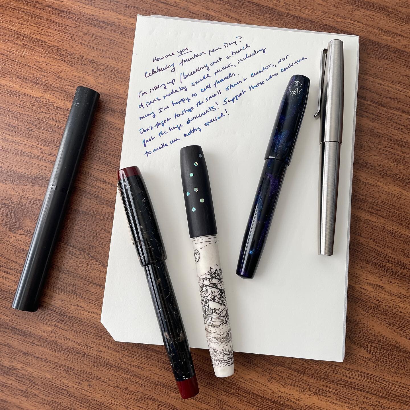 How are you celebrating @fountainpenday? I&rsquo;m inking up/breaking out pens from small makers, including many I&rsquo;m happy to call my friends. Amid all the huge discounts and clearance sales, please remember to shop small and support those who 