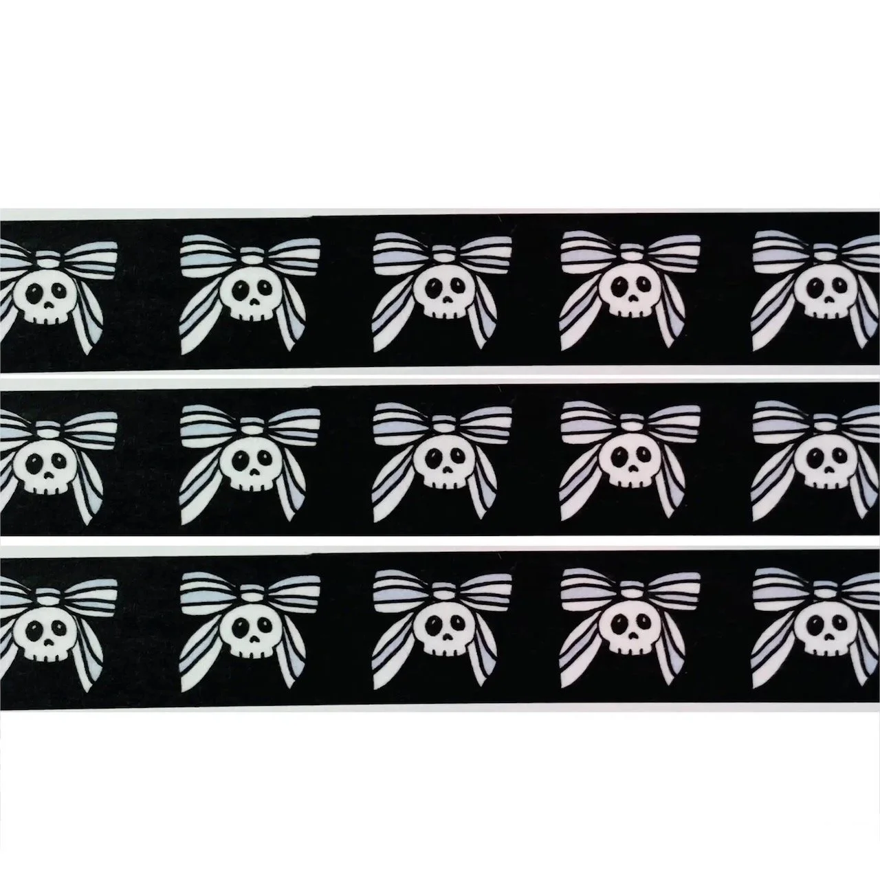 Happy Skulls Lilac Ribbon Black Washi Tape