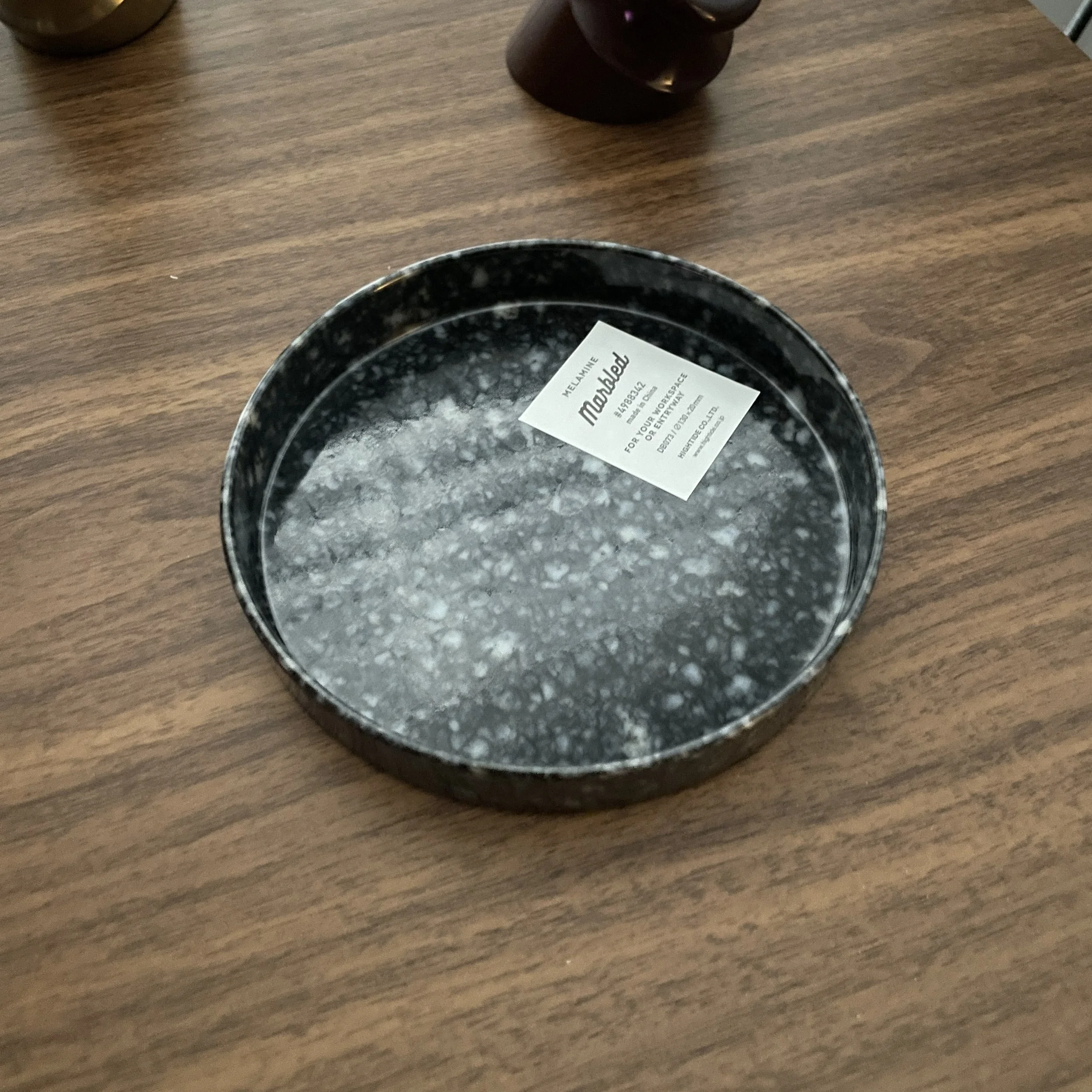 Round Marbled Tray Black