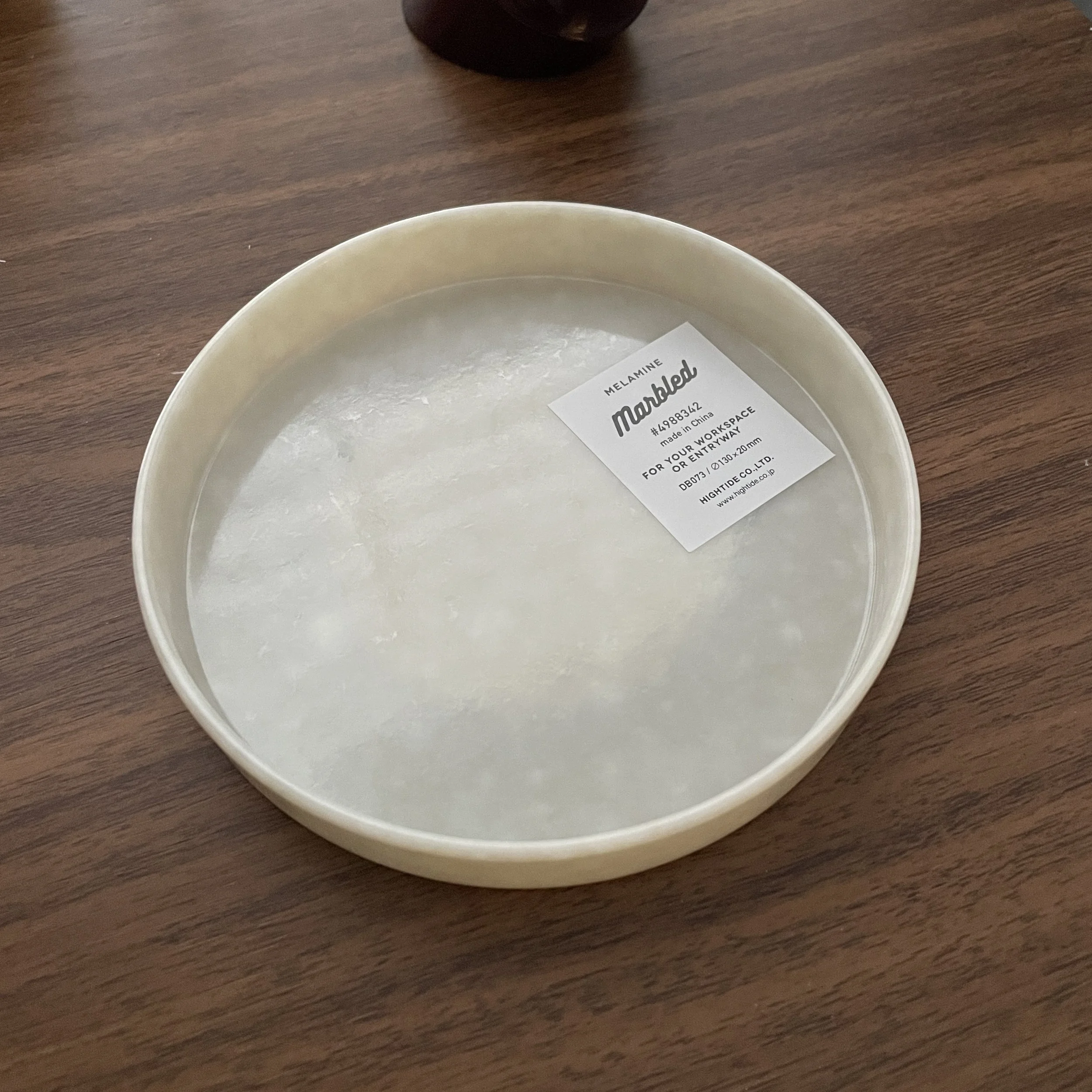 Round Marbled Tray Ivory