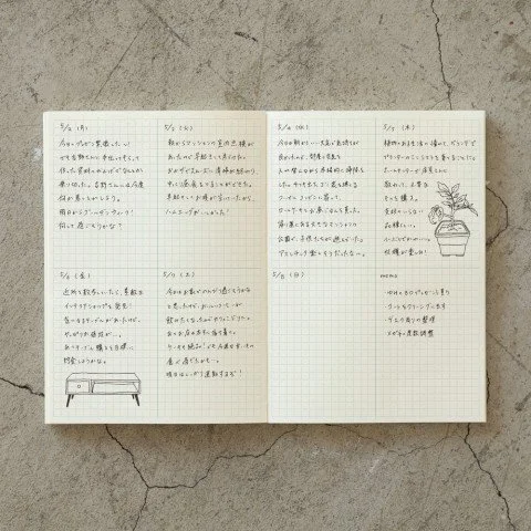 Midori MD A5 Notebook Journal Grid-Block Layout
