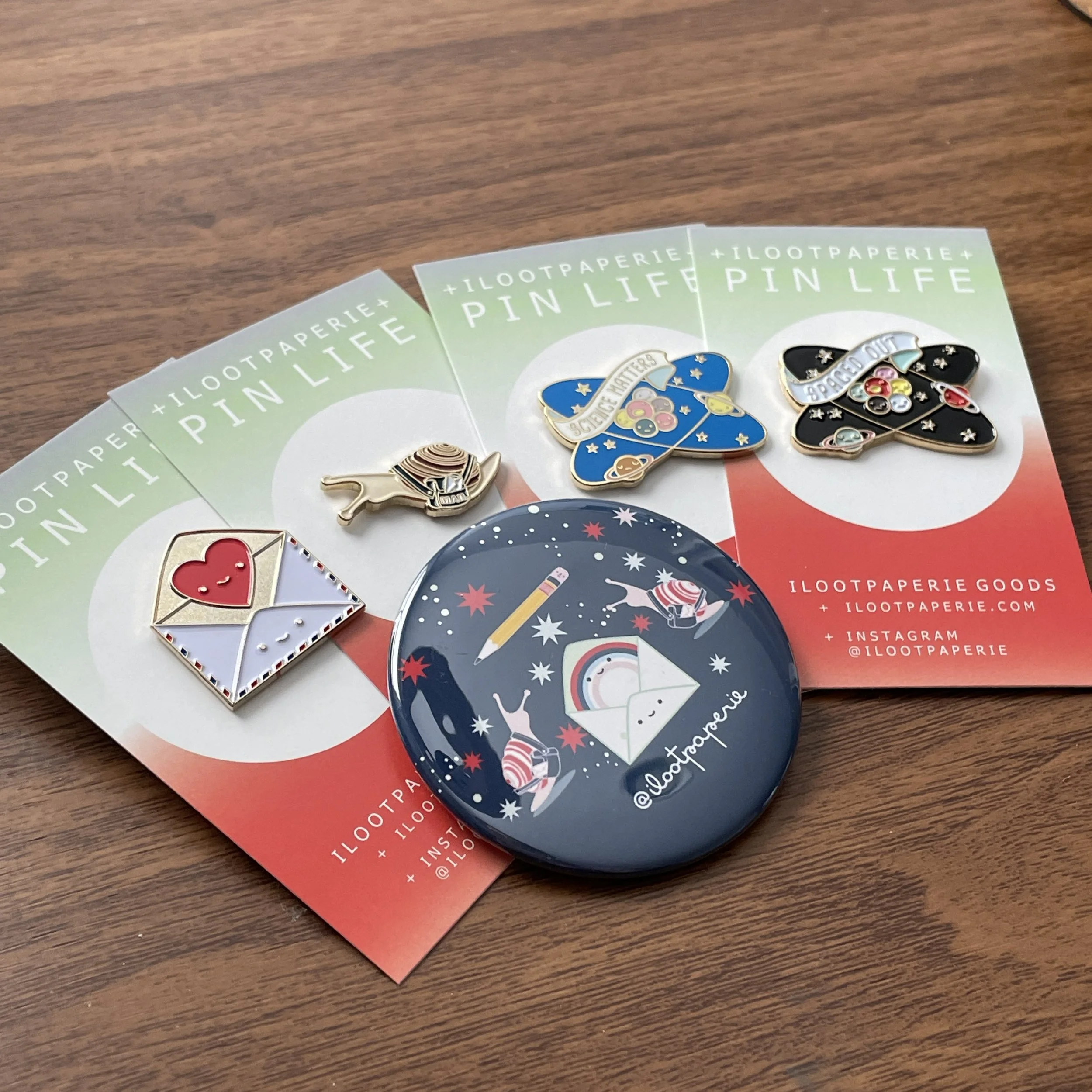 Snail Mail Bonanza button pin comparison