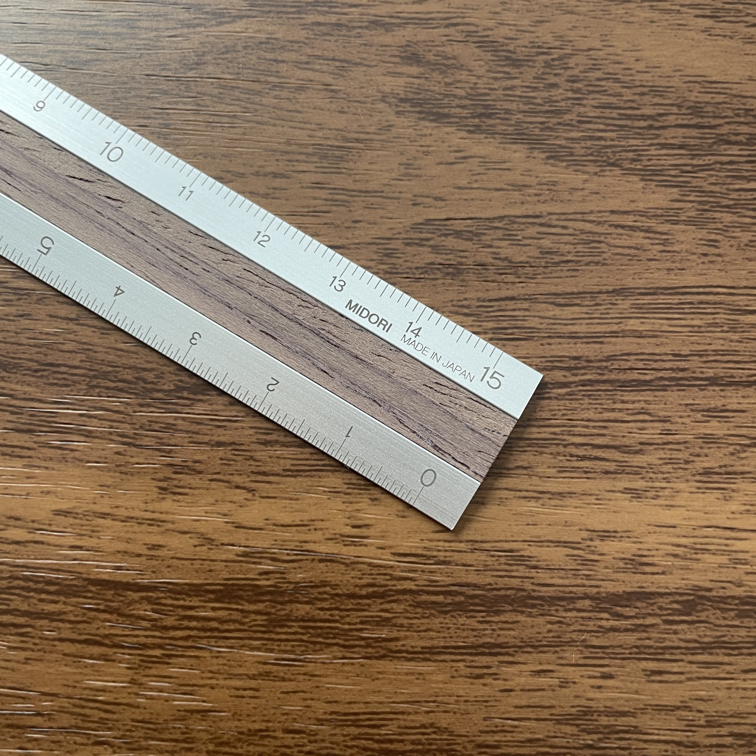 Midori 15cm Aluminum Ruler with Dark Wood Inlay — The Gentleman Stationer