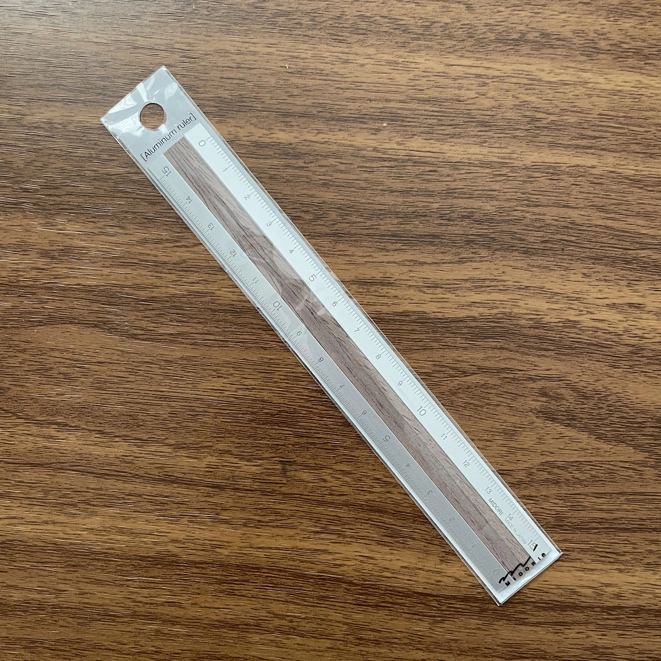 Midori 15cm Aluminum Ruler with Dark Wood Inlay — The Gentleman Stationer