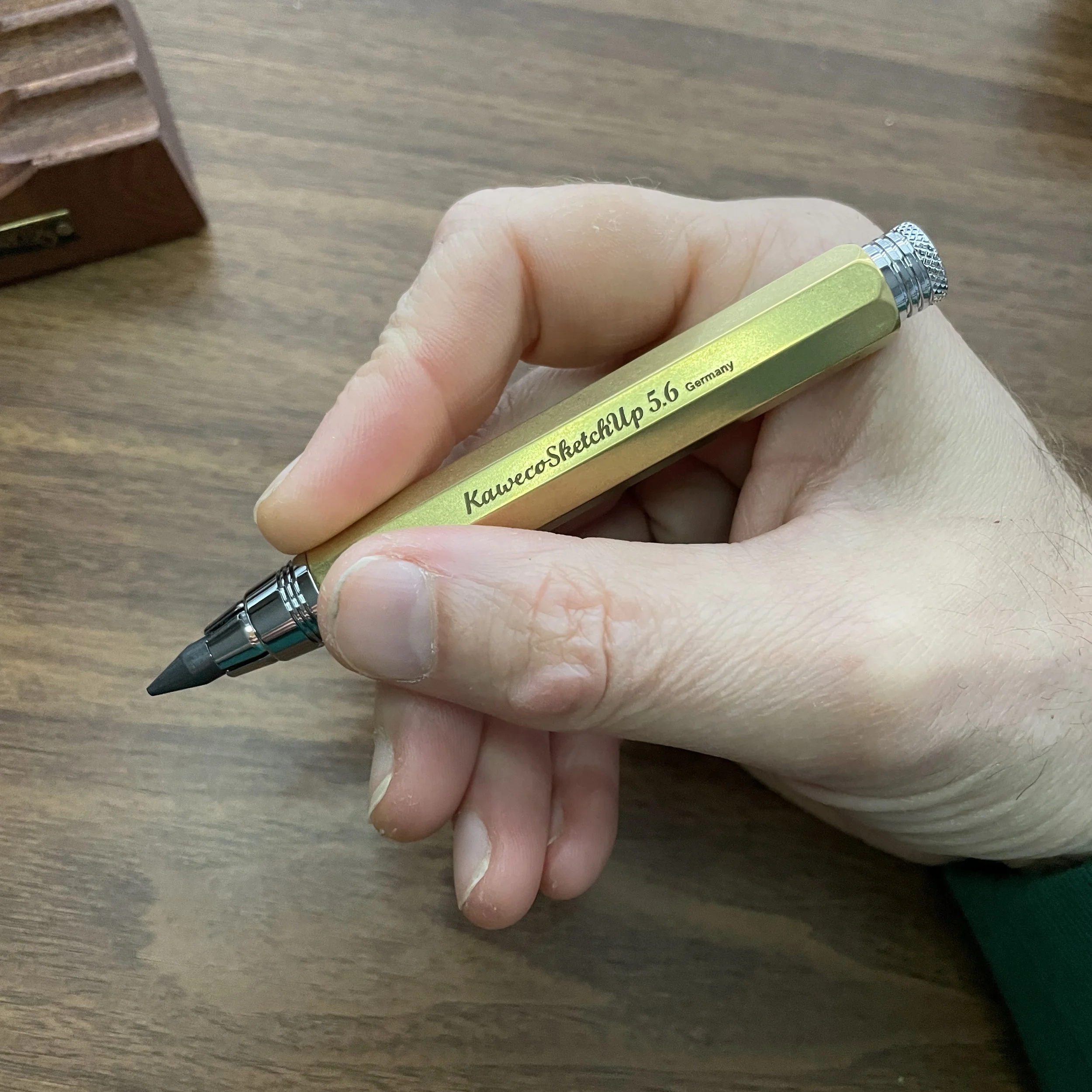 Kaweco Sketch Up Brass Clutch Pencil In Hand