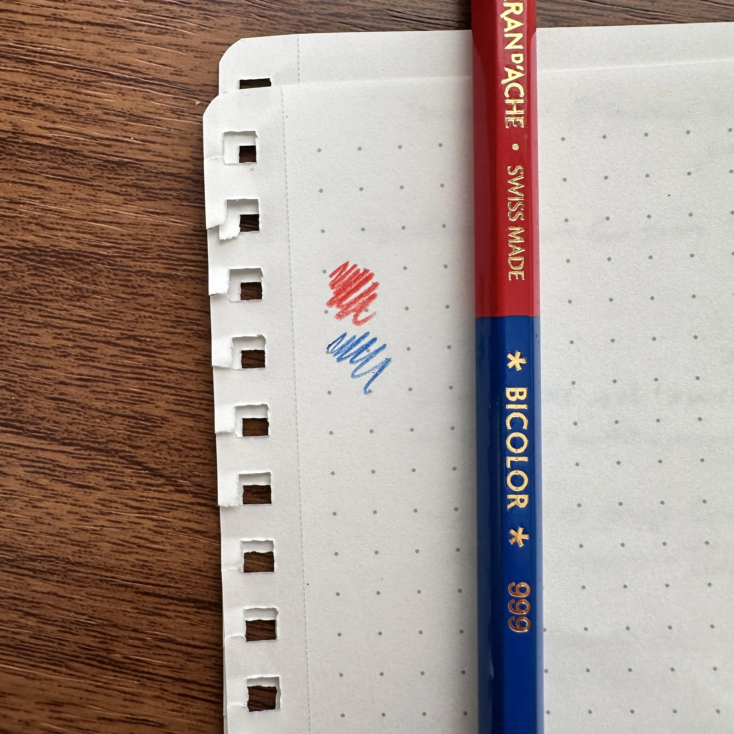 Caran d'Ache Bicolor Red/Blue Pencil Writing Sample