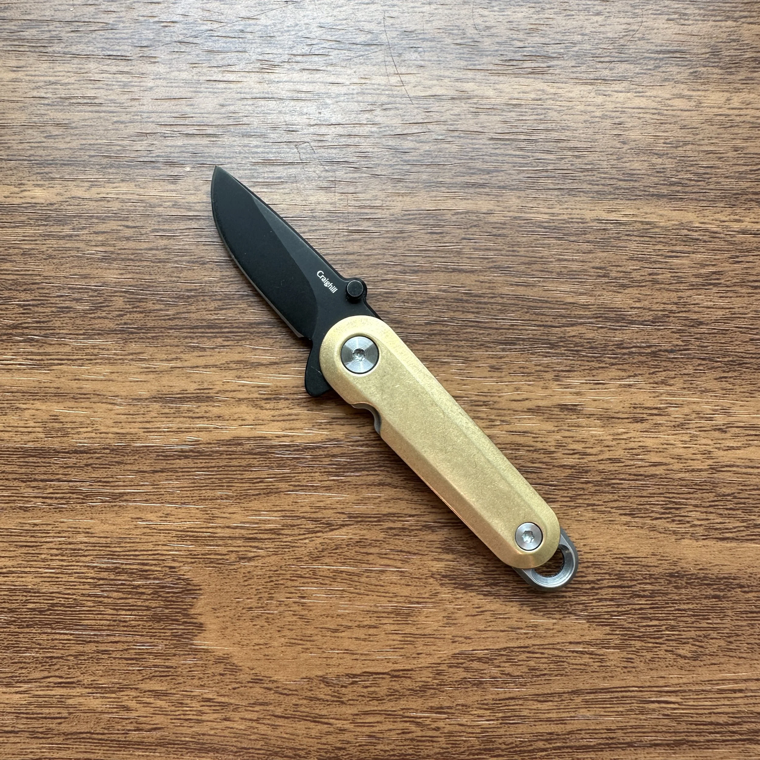 Craighill Lark Pocketknife Black+Brass (Open)