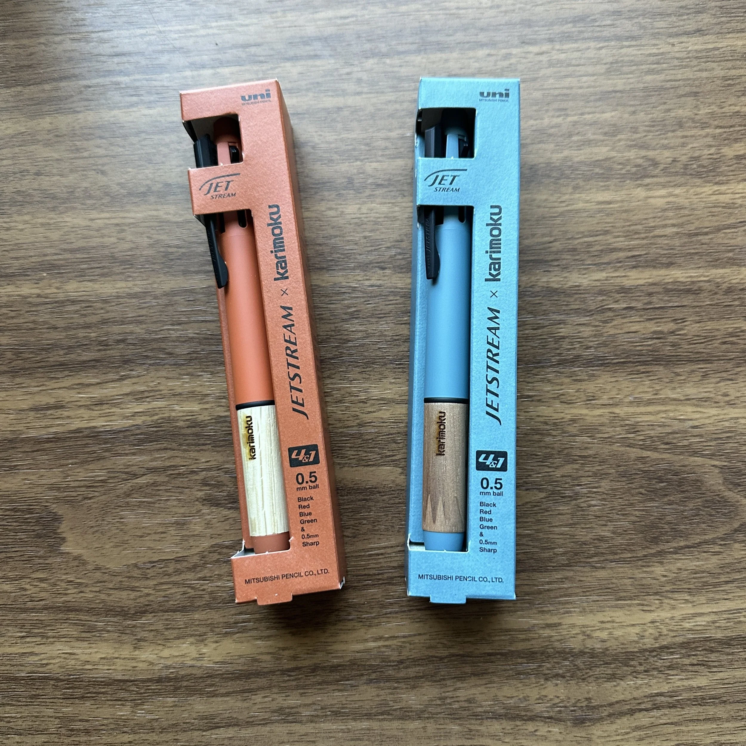 Uni Jetstream x Karimoku Packaging Orange and Blue