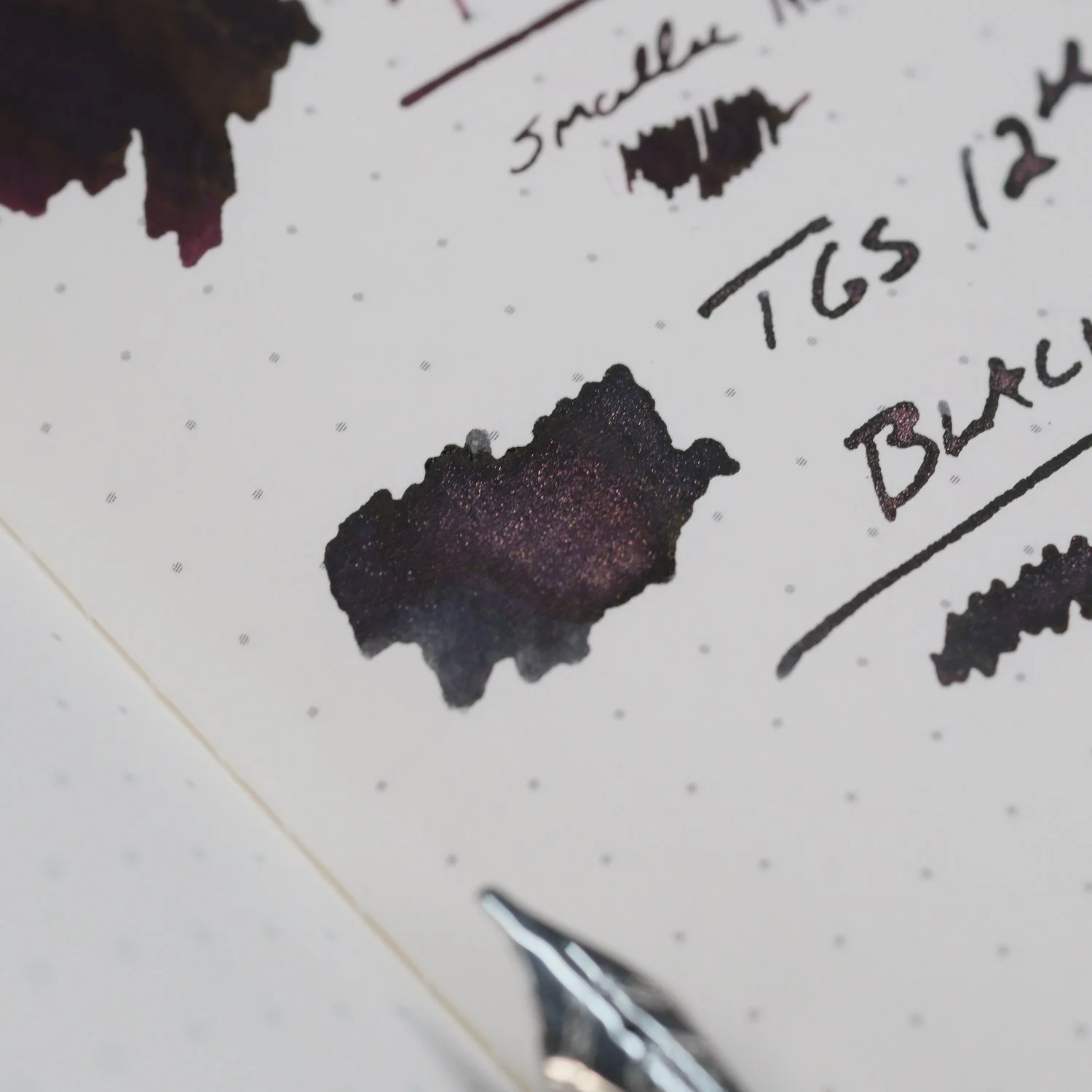 TGS 12th Anniversary Black Shimmer Ink Swatch on Tomoe River Paper