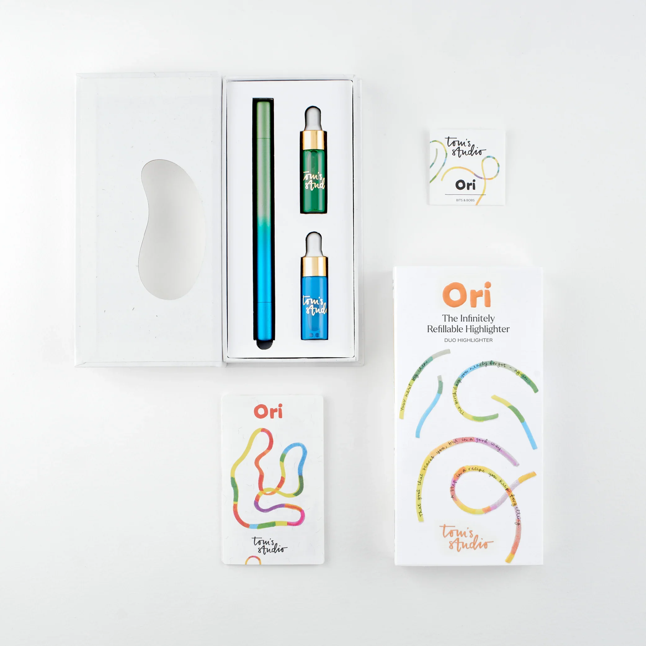 Tom's Studio Ori Highlighter Blue Green Single Packaging
