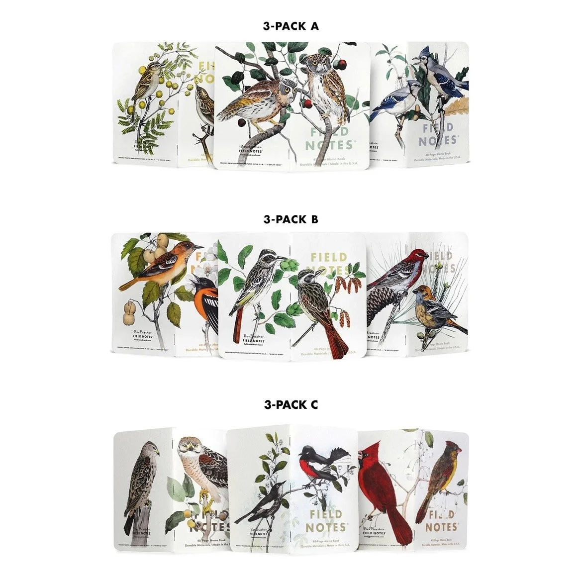 Field Notes Birds and Trees of North America Three Series