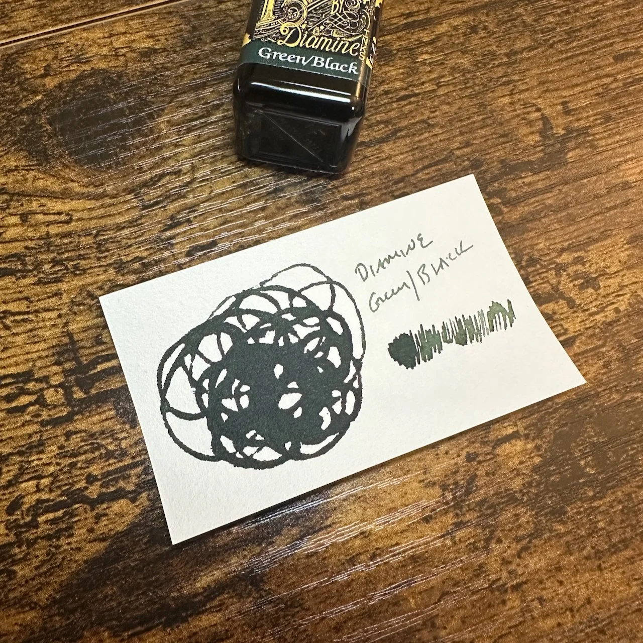 Diamine Green Black Fountain Pen Ink Swatch