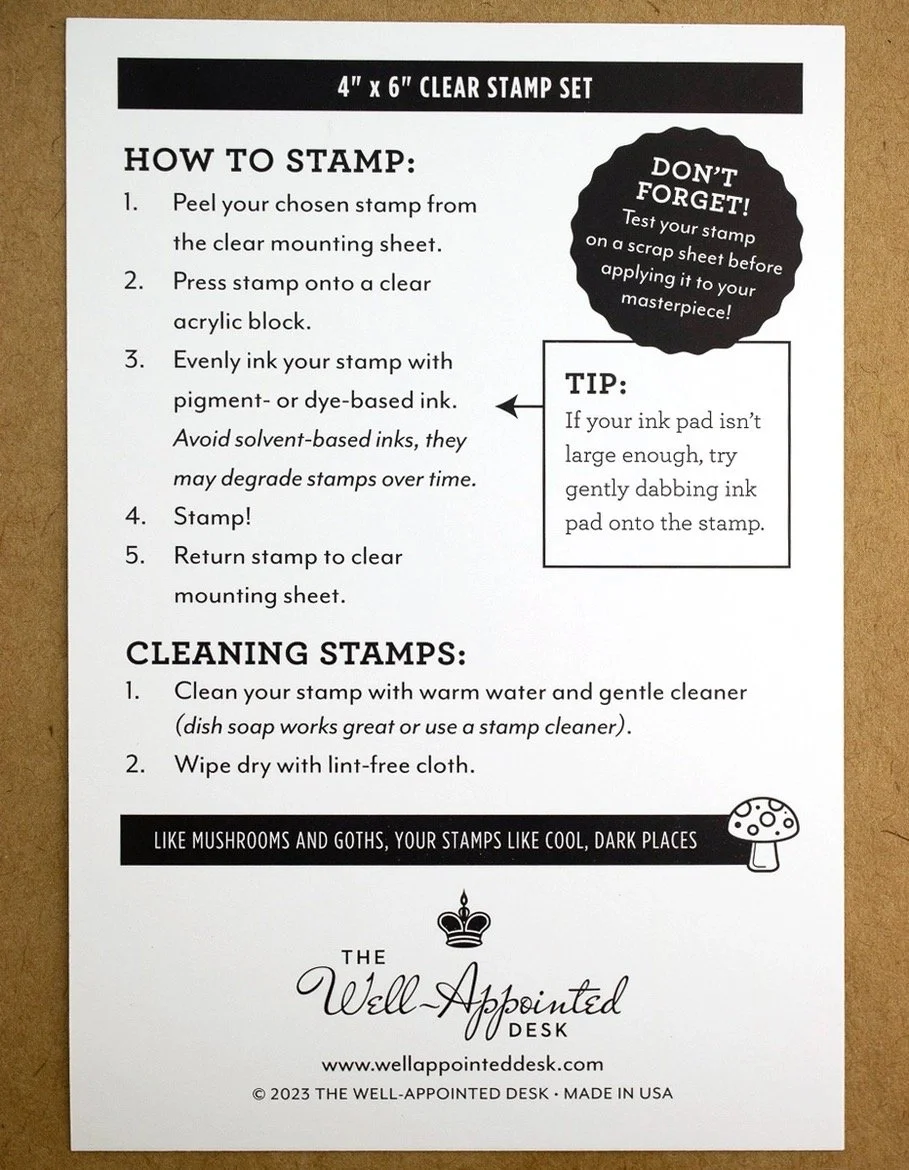 Well-Appointed Desk Acrylic Stamp Sets Care Instructions