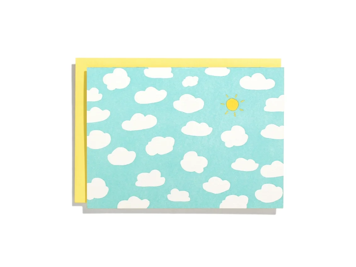 Shorthand Letterpress Blue Sky Card Single