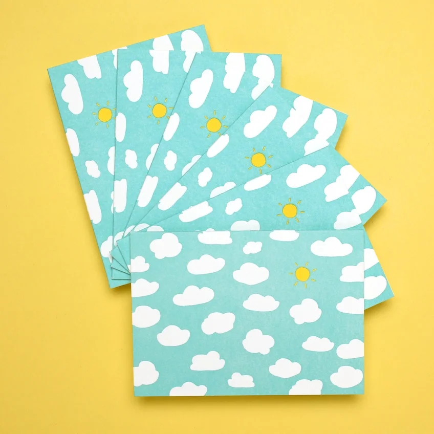 Shorthand Letterpress Blue Sky Card Set
