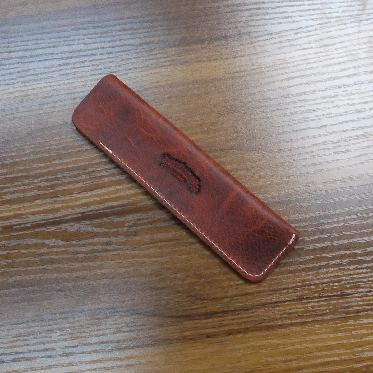 Galen Leather Single Pen Sleeve Dark Orange