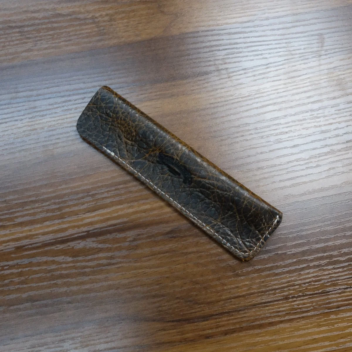 Galen Leather Single Pen Sleeve Dark Brown Pebbled