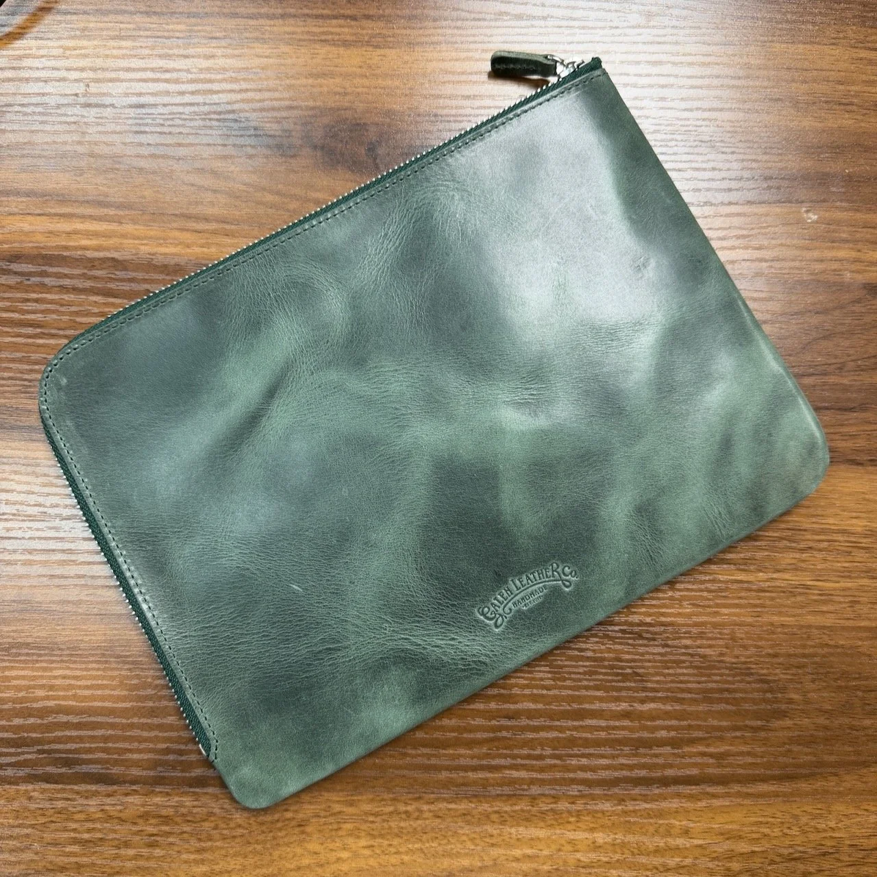 Galen Leather A5 Writer's Bank Bag Crazy Horse Green