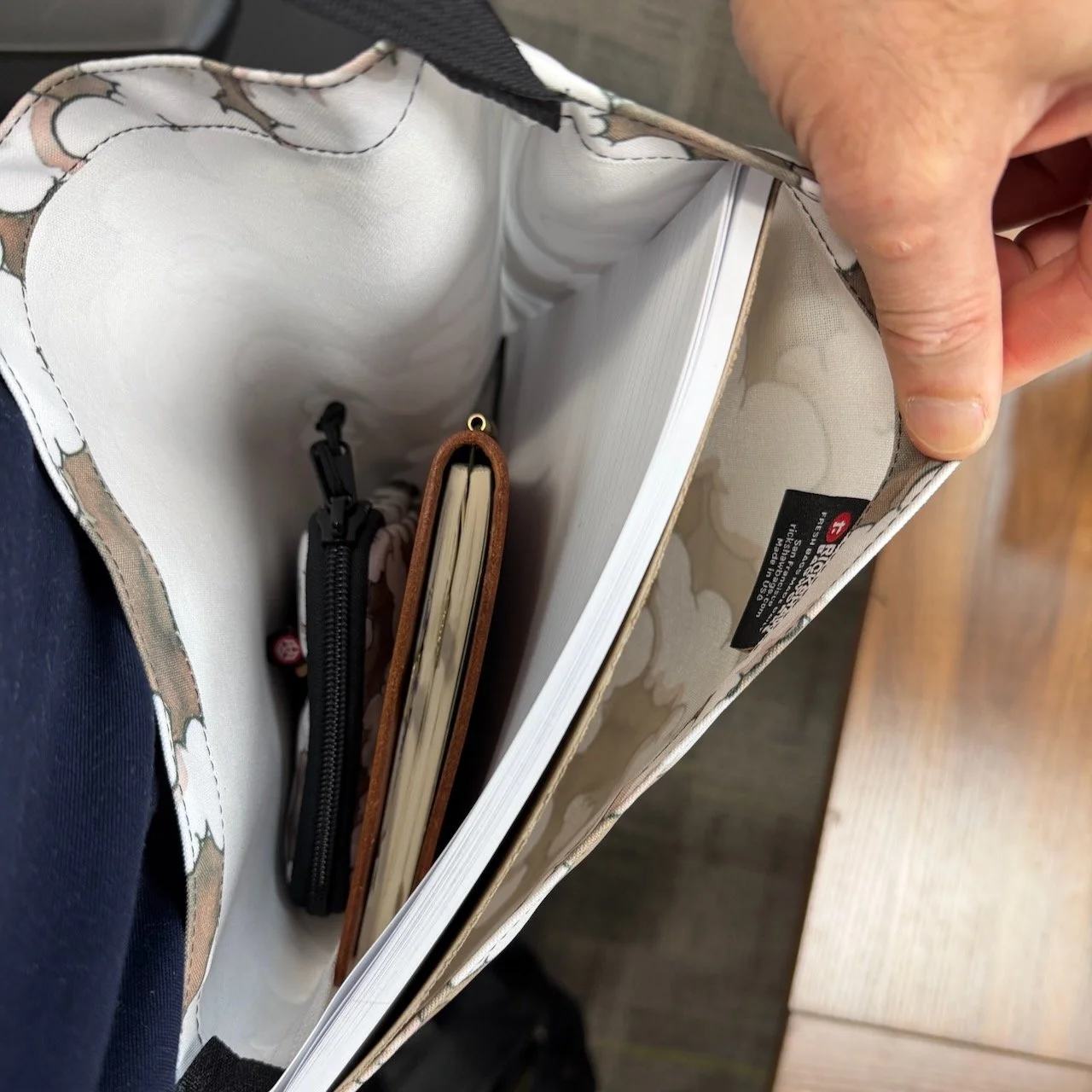A top-down look at the Rickshaw Musette Tote