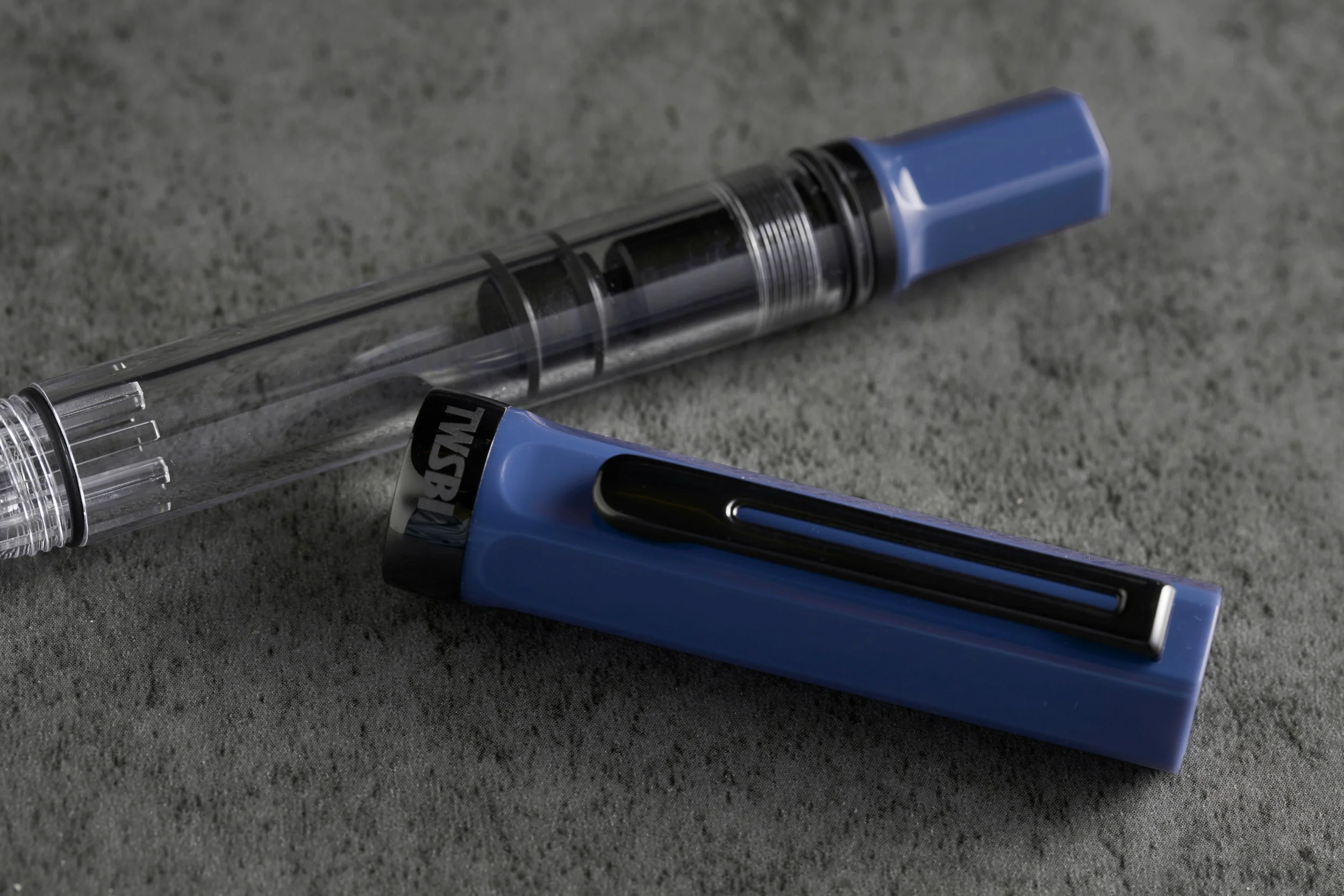 TWSBI ECO Slate Blue and Onyx Uncapped