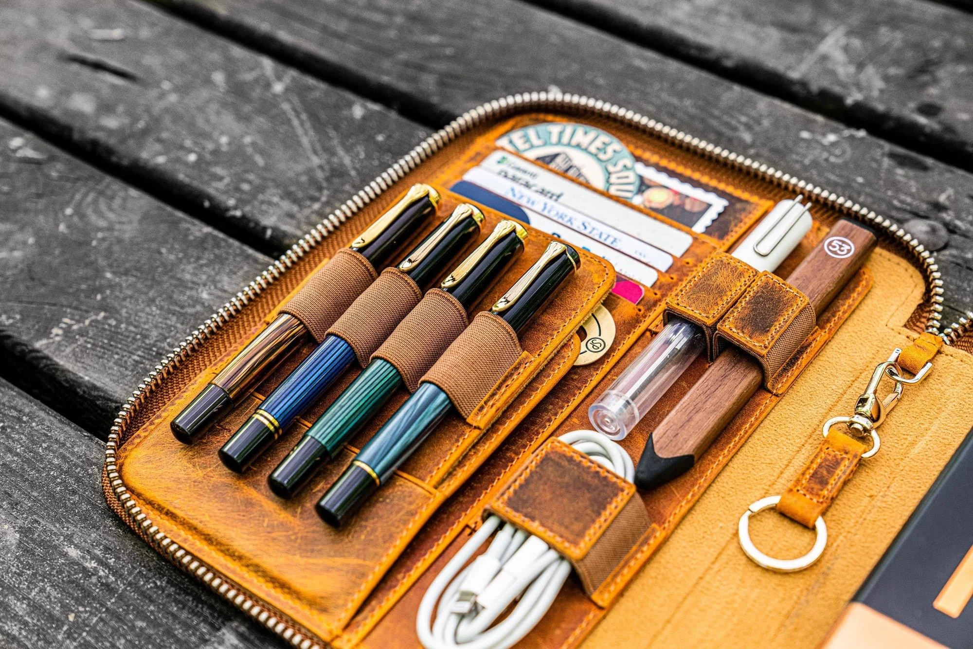 Galen Leather A5 Portfolio Open