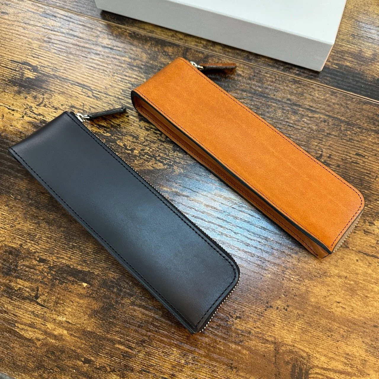 Craft Design Technology Leather Pen and Pencil Cases on Side