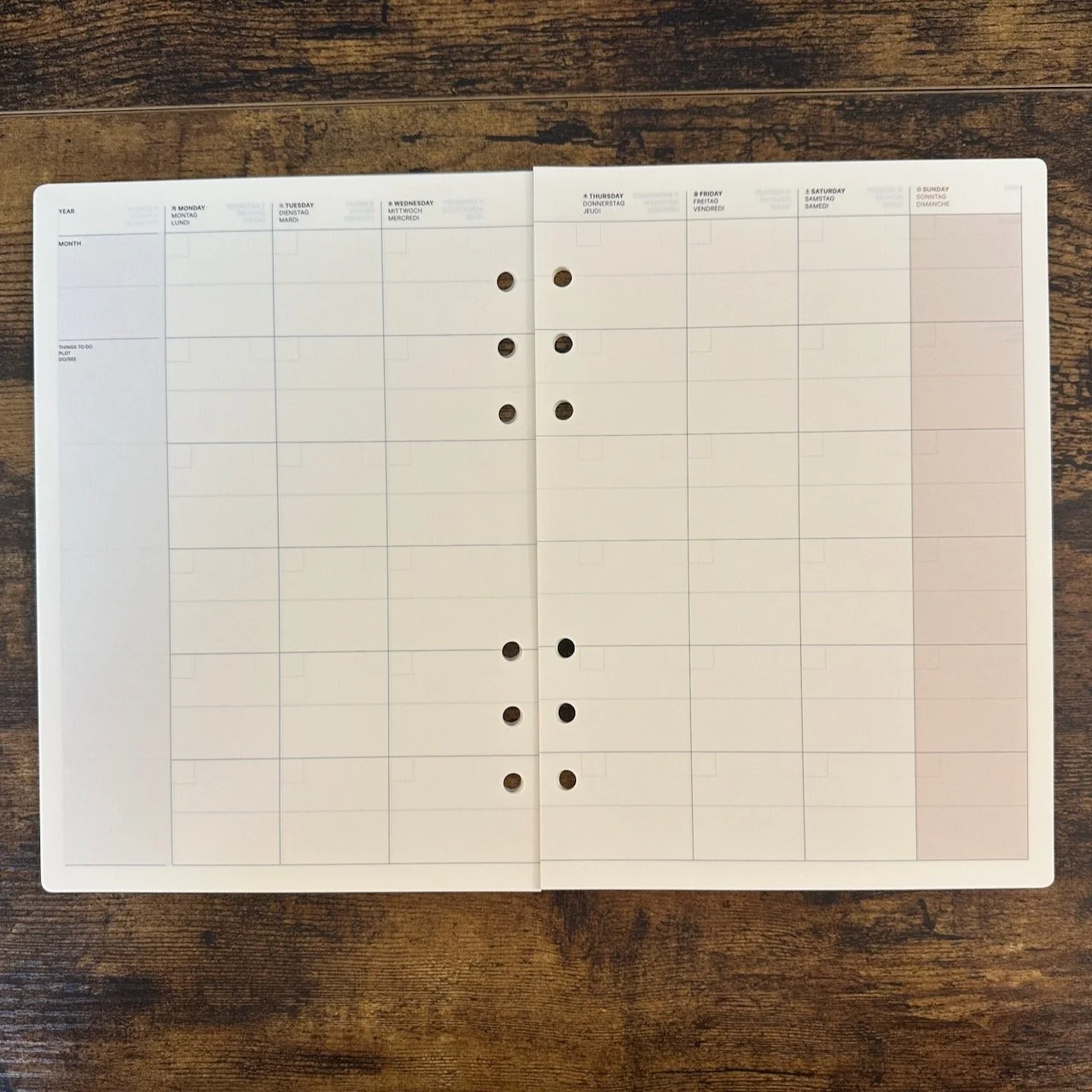 Laconic Style 6-Ring A5 Planner Monthly Layout Pages