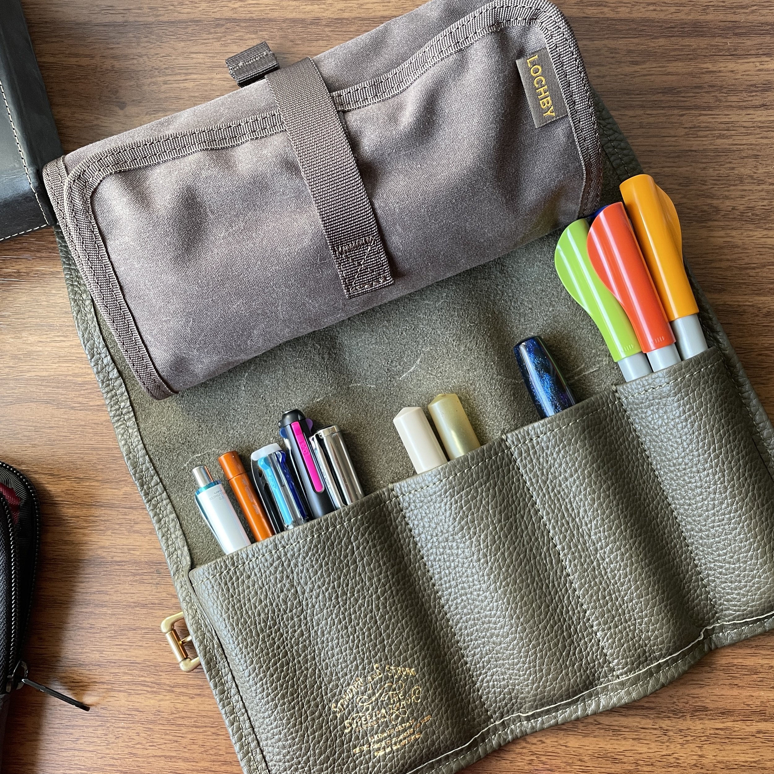 Personalized leather pencil case Personalised leather Pen holder Leather pen roll Lleather tool roll