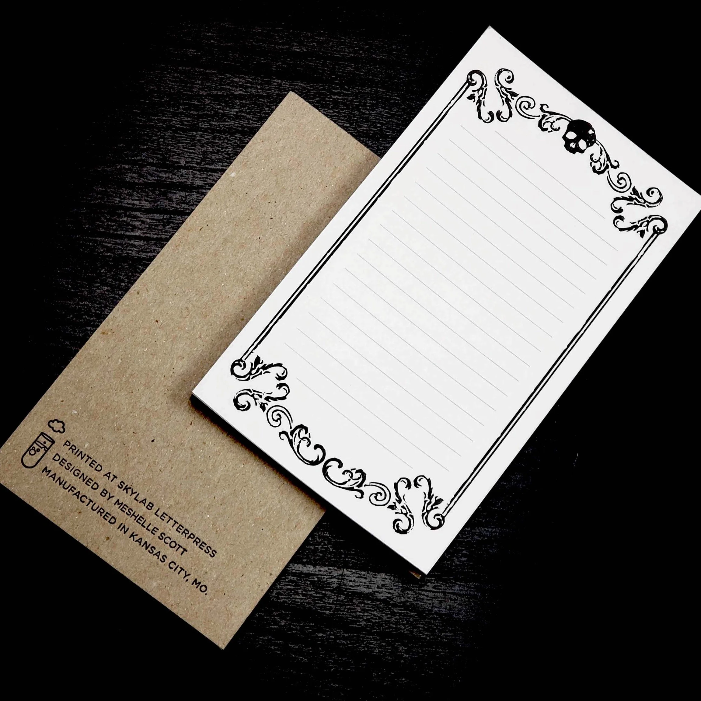Well-Appointed Desk Letterpress Notepad (Memento Mori)