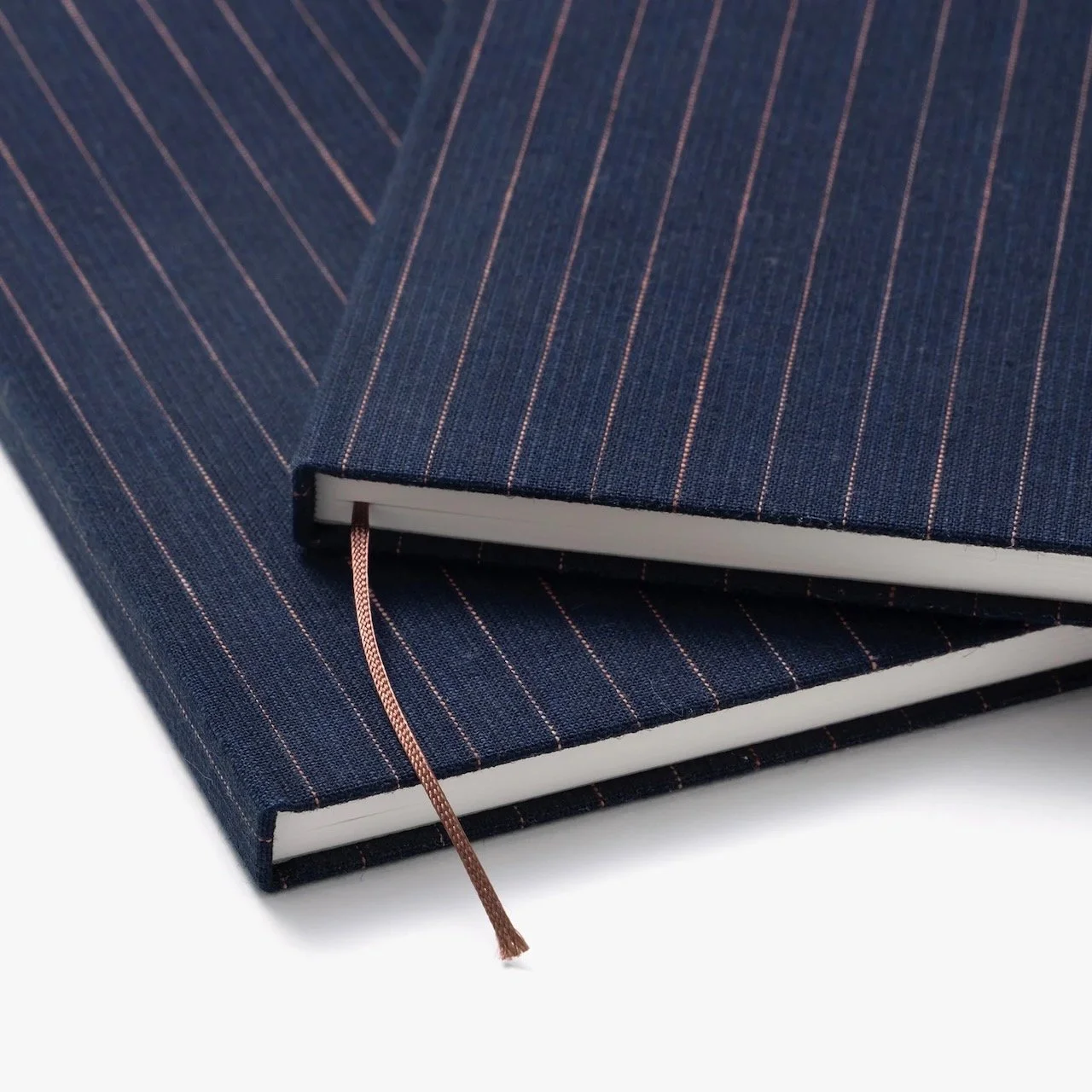 Kakimori Fabric Notebooks showing indigo blue stripe cover