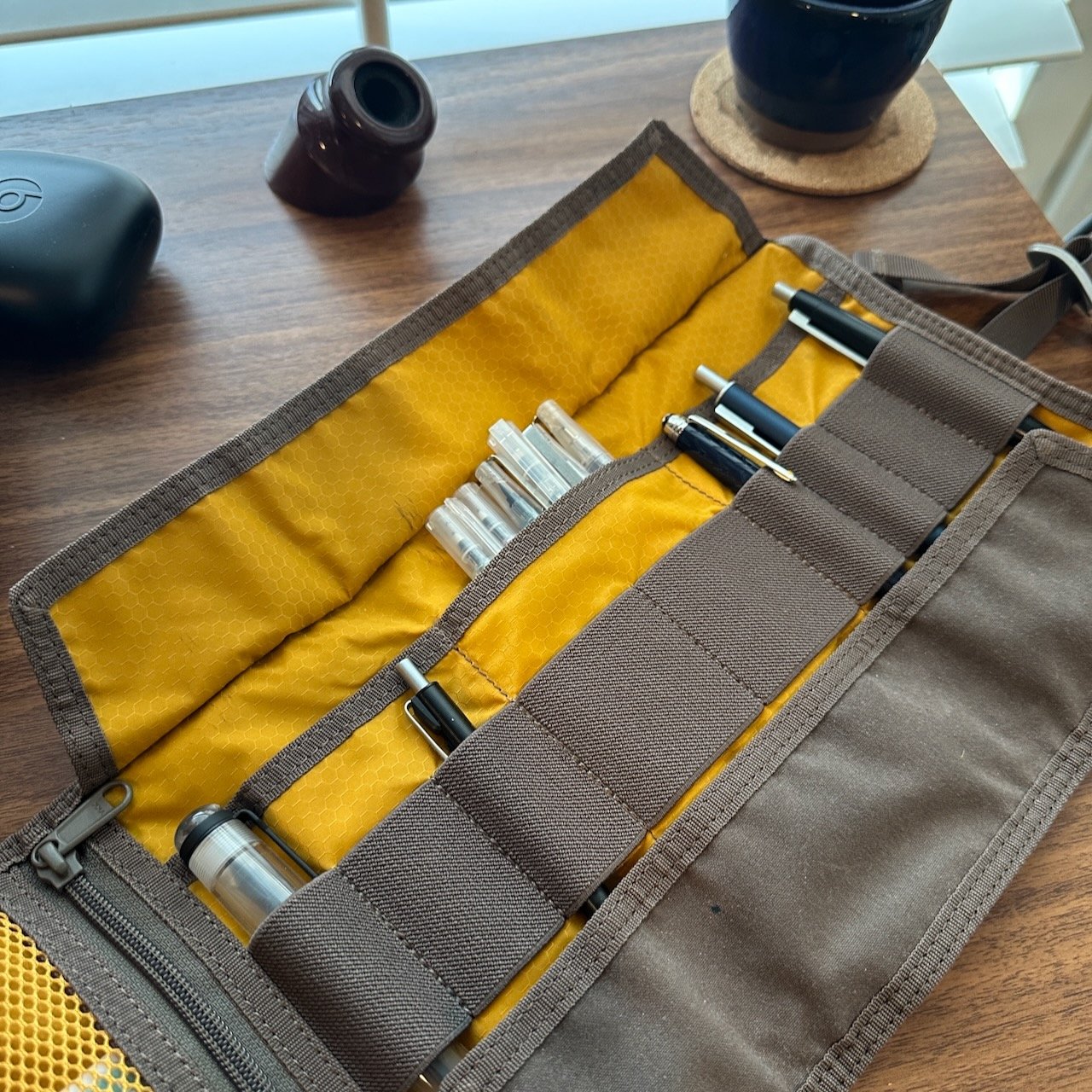 Lochby Tool Roll Open, with accumulated stains and wear