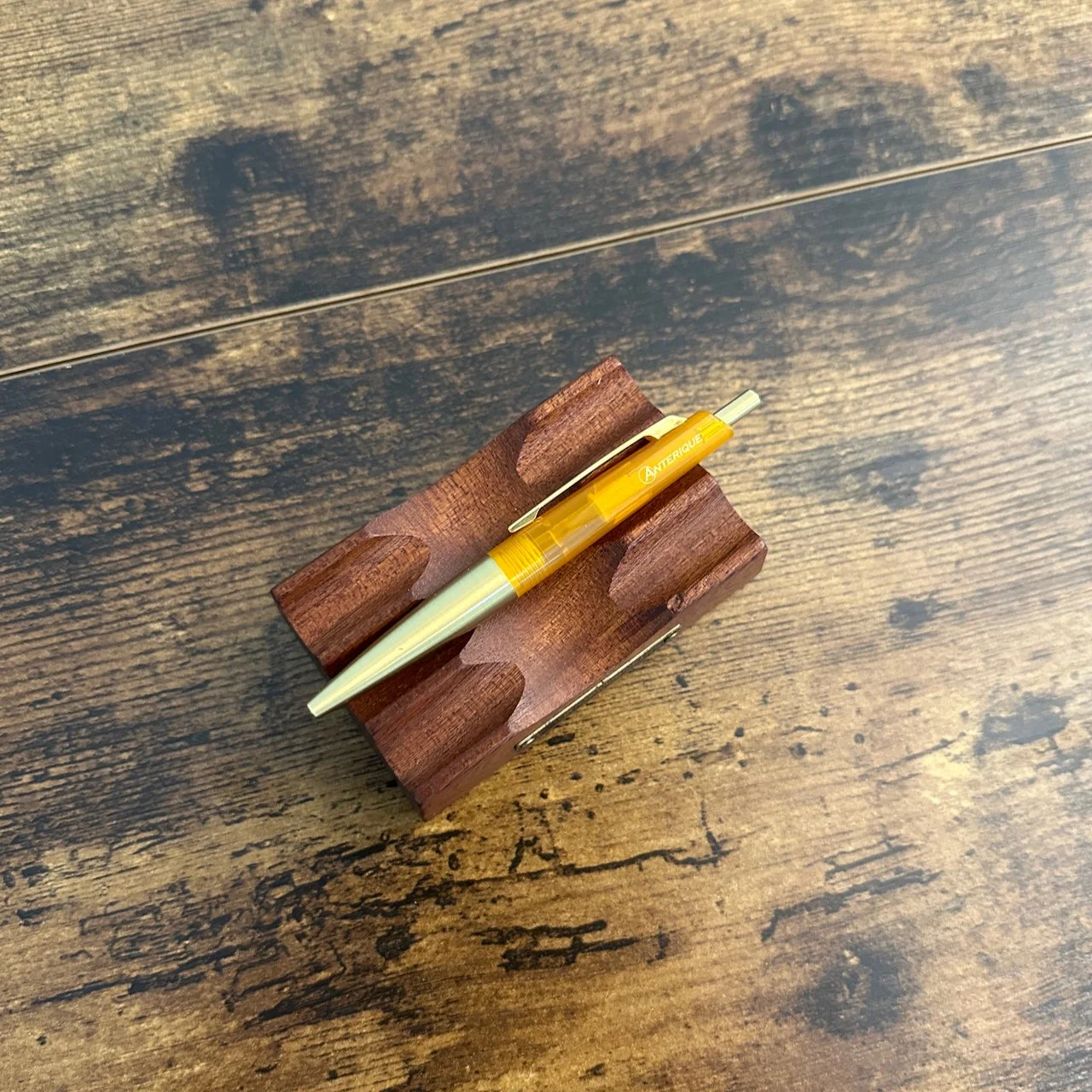 Anterique Miniature Brass Ballpoint Clear Yellow