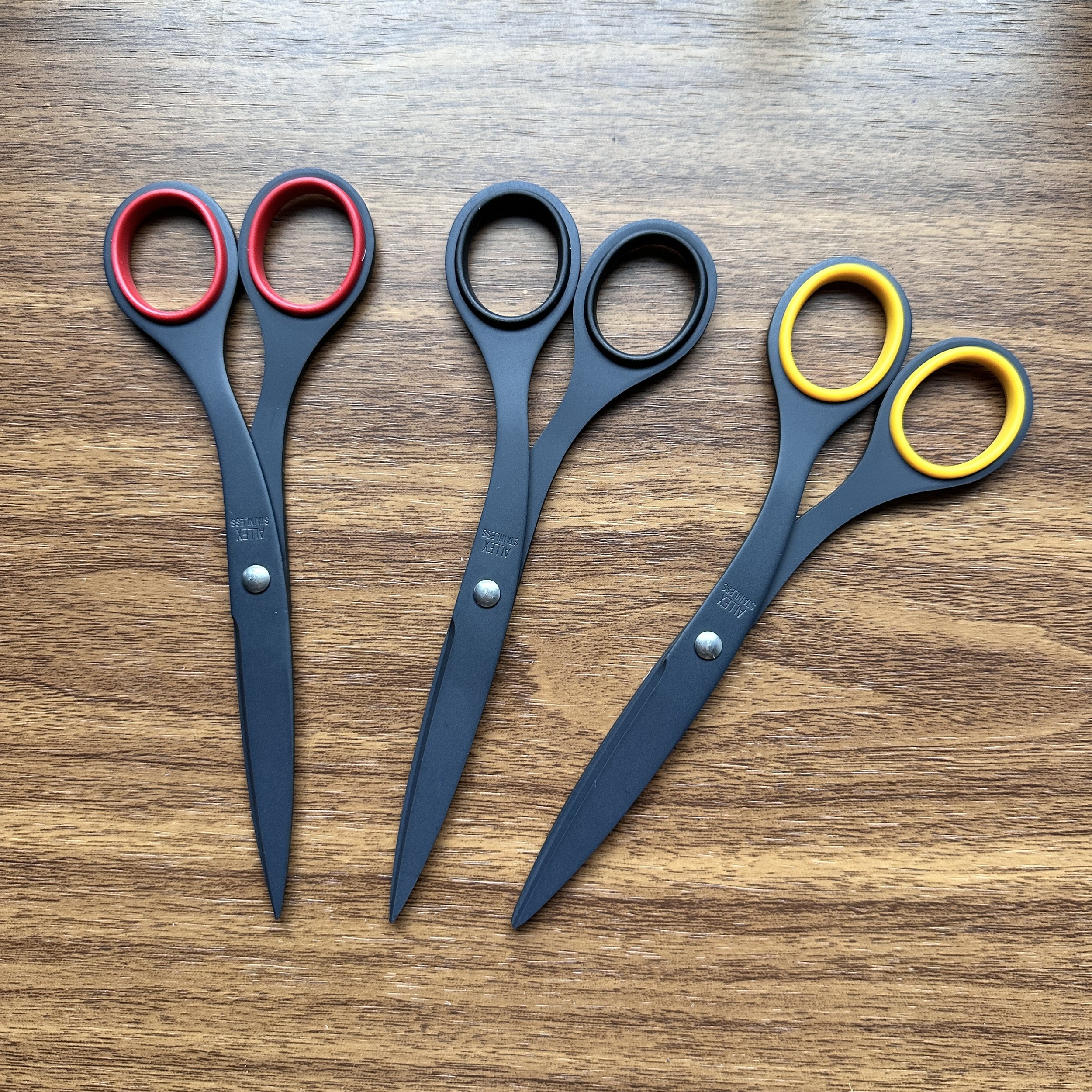 ALLEX Black Scissors All Purpose Sharp Japanese Stainless Steel Blade,  Non-Sticking Fluorine Coating Blade for Adhesive Tape, Made in JAPAN