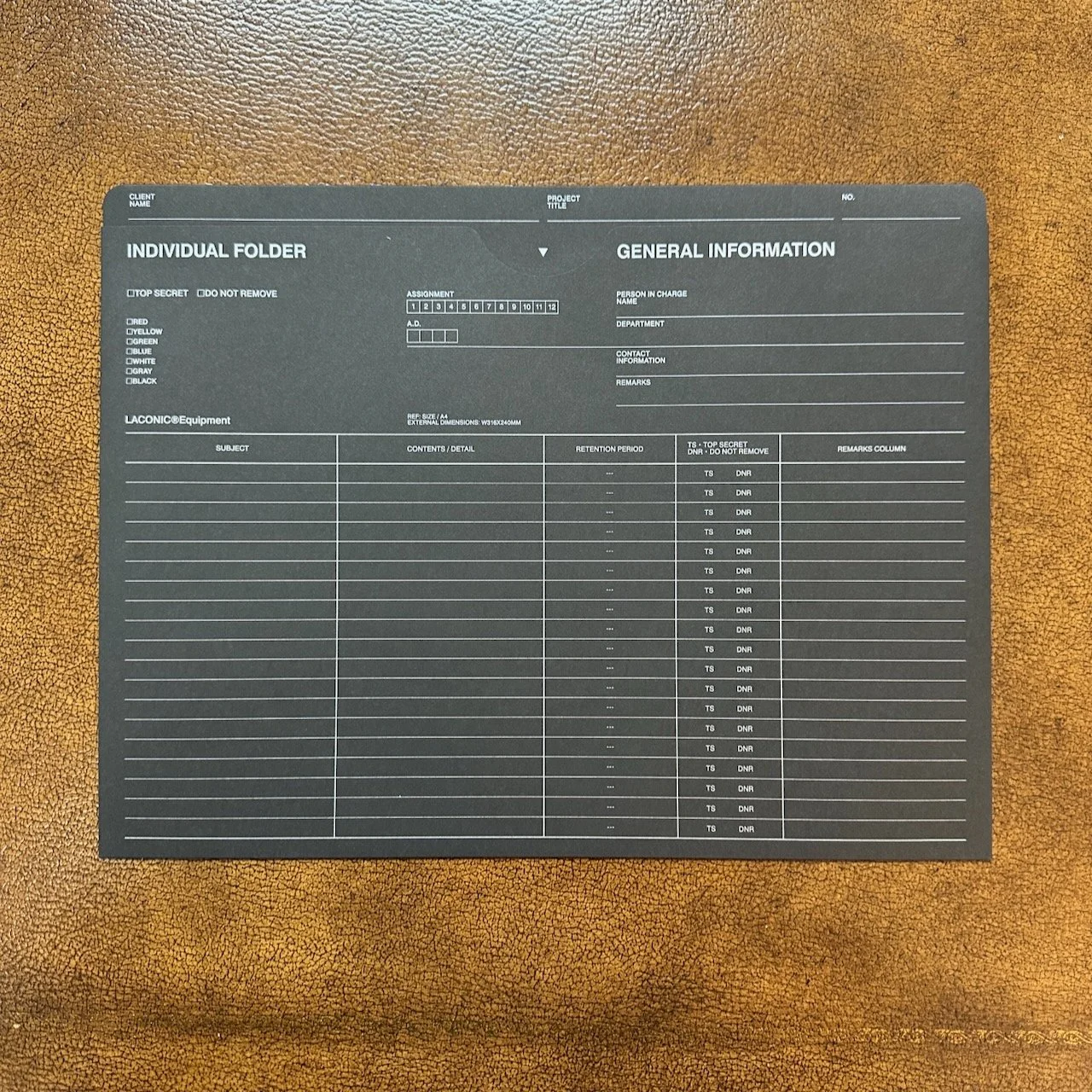 Laconic A4 Folder (Black) Front Layout