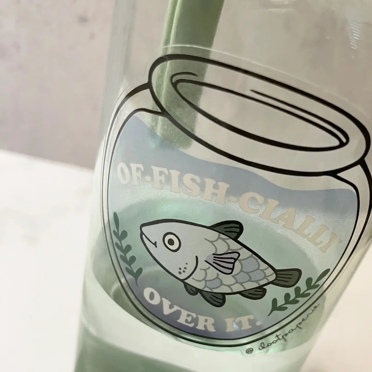 Clear Vinyl Sticker on a Water Bottle