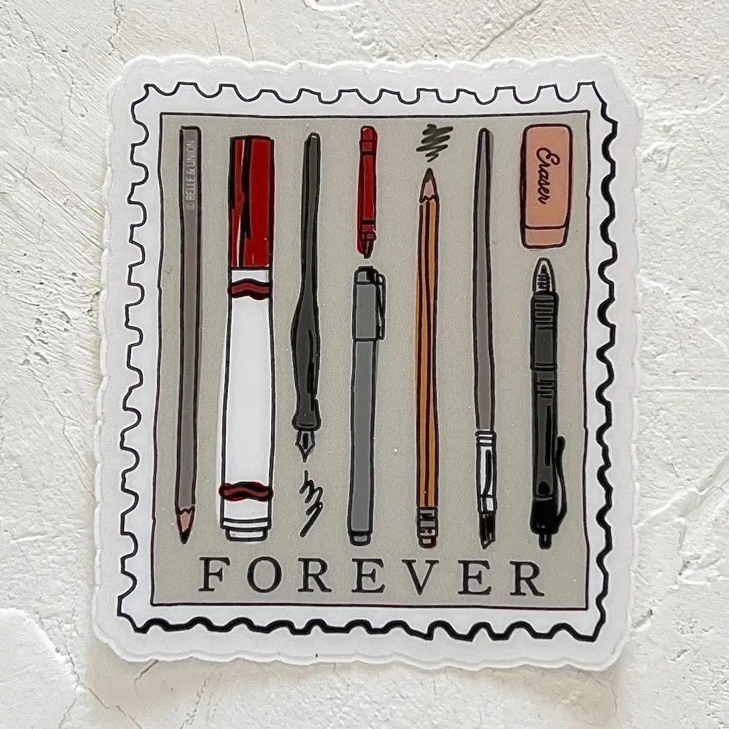 Belle & Union Postage Stamp Sticker Pens and Pencils Forever