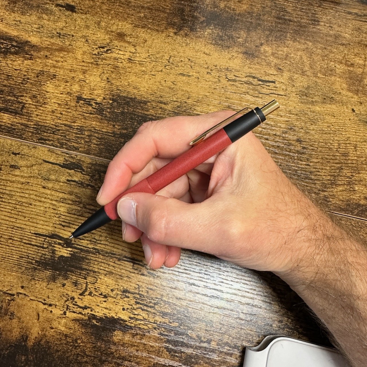 Laurett's WAKA Ebonite Ballpoint Red In-Hand