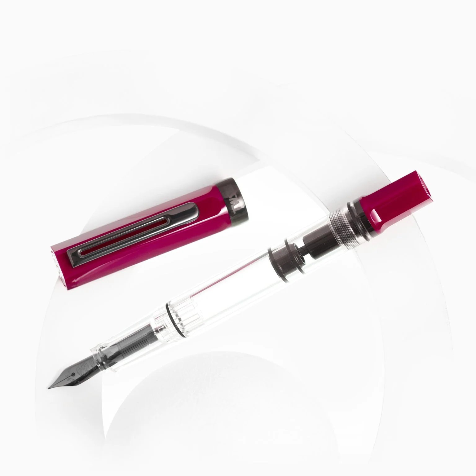 TWSBI ECO Plum with Onyx Fountain Pen Uncapped