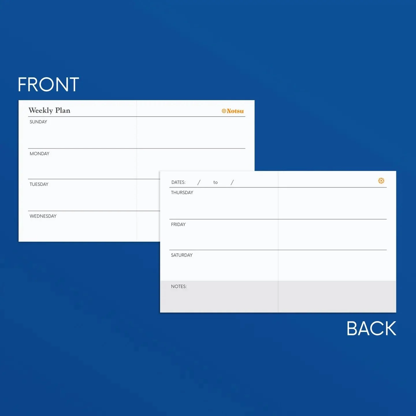 Notsu Weekly Plan Scored Notecards Front/Back